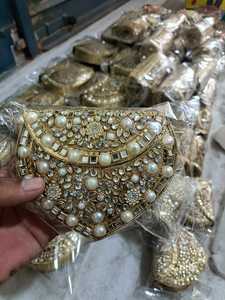 Bolso de mano tradicional con mosaico Kundan, mini, para mujer, hecho a mano en India, para novias, bodas, fiestas, eventos nocturnos y bodas. - Product Image 5