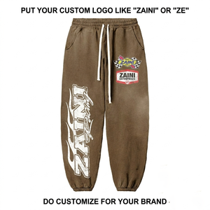 Premium 400 GSM Cotton Polyester <b>Brushed</b> Fleece Brown Jogger Pant Eco-Friendly Quick Dry Breathable Pleated Front Drawstring - Product Image 1