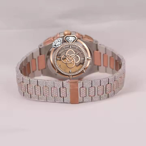 Montre de luxe pour homme en moissanite VVS, entièrement sertie de diamants, bracelet en acier inoxydable - Product Image 4