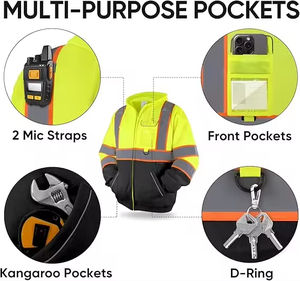 Ropa de Trabajo de Seguridad de Alta Visibilidad ANSI Clase 3 con Cremallera Completa, Unisex, para Adultos, con Logotipo Personalizado, Reflectante, Impermeable, con Luz LED Industrial - Product Image 4