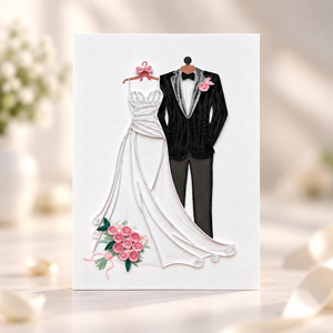 Carte de vœux élégante pour mariés, en quilling, vente en gros, faite à la main, artistique, carte cadeau de mariage, fabricant de papeterie - Product Image 1