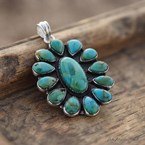 Pendentif en turquoise naturelle de Kingman, pendentif de fiançailles en pierre précieuse, pendentif en argent sterling 925, pendentif poire tendance, bijoux en gros - Product Image 1