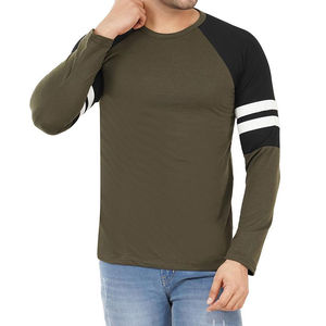 T-shirt pour homme 100 % coton, nouveau design, manches longues, uni, avec logo personnalisé imprimé, tissu tricoté, vente en gros - Product Image 1