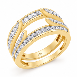 Women's 925 <b>Sterling</b> <b>Silver</b> Moissanite <b>Ring</b> Round Brilliant Cut Channel Setting Geometric <b>Engagement</b> <b>Ring</b> - Product Image 3