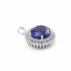 18K White Gold Purple Gemstone jewelry set |10.270 GMS Natural Diamond Halo 1.62 CTS Round Cut Fine Jewelry Elegant Luxury Gift - Product Image 1