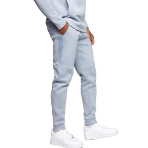 <b>Men's</b> Light Blue Hooded Tracksuit Set Full Sleeve Solid Color Casual Wear With Side Pockets And Elastic Waist - Product Image 5
