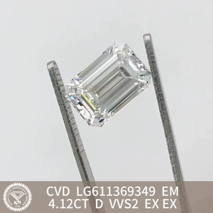 Diamants de laboratoire taille émeraude, diamant non monté 4,12 carats D VVS2, diamants de laboratoire pour bijoux - Product Image 2