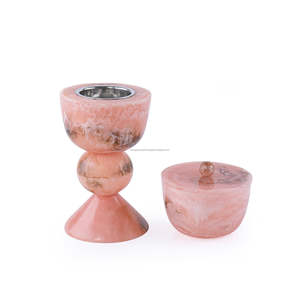 Brûleur de Bakhoor en résine marbrée de style nordique et arabe, ensemble cadeau, diffuseur de parfum Oud de table avec coupelle à charbon en métal et pot de rangement pour Oud - Product Image 2