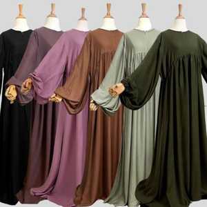 Abaya islamique ODM pour femme, ouverte sur le devant, personnalisée, broderie perlée sans couture, lin et polyester, longueur ras du sol, coupe ajustée, printemps - Product Image 4