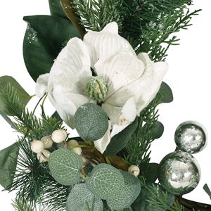 Ghirlanda natalizia elegante da 55 cm con foglie e magnolia per decorazioni festive - Product Image 6