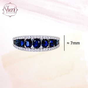 [Sheri Jewels] Anillo de Oro Blanco Sólido de 18K con Zafiro Ovalado y en Forma de Pera y Diamantes Naturales - FG/VS2-SI1 - Product Image 2