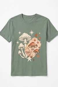 T-shirt décontracté d'été pour femme en jersey vert sauge à motif lettres, imprimé vintage, col rond, manches courtes - Product Image 2
