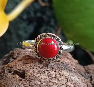 925เครื่องประดับปะการังทำด้วยมือเงินสเตอร์ลิงเครื่องประดับหินอัญมณีคุณภาพสูงของขวัญแหวนสัญญาสำหรับเธอ - Product Image 4