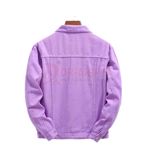 Chaqueta vaquera ajustada para hombre, ropa de calle informal, abrigo vaquero en púrpura y naranja, prendas de vestir exteriores de moda 2025, diseño superior - Product Image 2