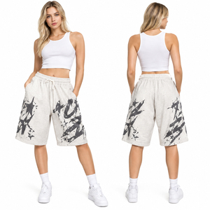 Women Printed Bagyy Sweat <b>Shorts</b> Drawstring Waist Winter Wear Fleece <b>Shorts</b> <b>Ladies</b> Casual <b>Long</b> Sweat <b>Shorts</b> With Side Pockets - Product Image 1
