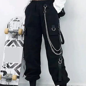 Pantalon cargo gothique taille haute pour femme, jeans baggy en denim style streetwear, vente en gros à faible MOQ, à prix abordable - Product Image 4