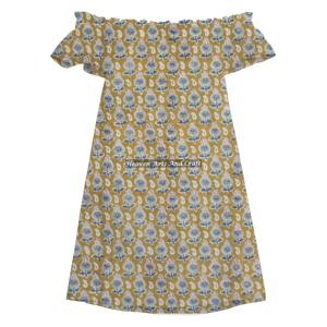 Meilleur Prix Vente Chaude Mode en Gros Robe Épaules Dénudées en Tissu Coton 100% Imprimé à la Main pour Mariage Très Demandée - Product Image 4