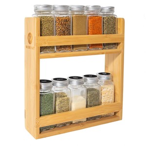 Bamboo Spice <b>Rack</b> Wall Mount Organizer - Handcrafted <b>Kitchen</b> <b>Storage</b> Wholesale - Product Image 1