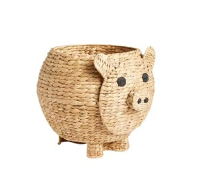 Natural Water Hyacinth Cute Pig Shaped <b>Storage</b> <b>Basket</b> Handmade Woven <b>Toy</b> Organizer Bin for Nursery, Kids Room & Home <b>Storage</b> - Product Image 1