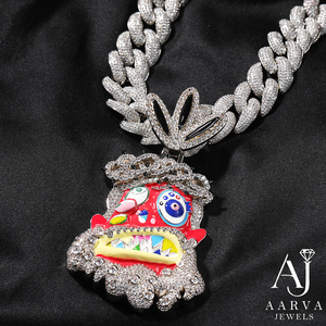 Cartoon <b>Monster</b> Pendant Zircon Inlay Brass Charm <b>Colorful</b> Enamel Rhodium Plated Necklace Jewelry for Daily Wear - Product Image 3