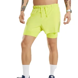 Özel baskılı Logo Gym spor egzersiz koşu ter spor neon şort erkekler moda giyim sıcak satış erkek çekim