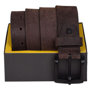 Cinturón Formal de Cuero Genuino para Hombre, Color Marrón, Hebilla de Metal Rectangular, Diseño de una Sola Pieza Moldeada - Product Image 1