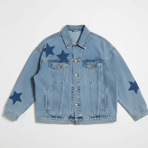 Chaqueta vaquera con estampado de estrellas y logotipo personalizado para mujer, estilo vintage, lavado, holgada, ropa de calle, venta al por mayor - Product Image 5