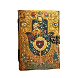 Grimorio de Cuero del Sagrado Corazón, Libro de Sombras Celestial con Mano de Hamsa, Diario Gótico Hecho a Mano, Regalo Vintage - Product Image 1