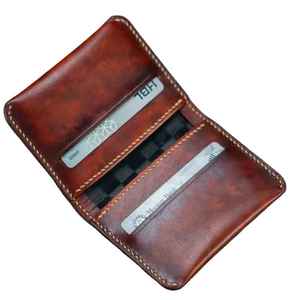 Portefeuille en cuir véritable noir de luxe fait main pour homme, portefeuille fin - Product Image 5