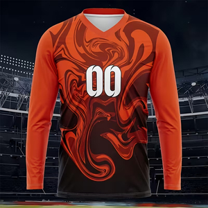 Camiseta de Manga Larga para Hombre, Diseño Moderno, Sublimación Completa, Cuello en V, Tallas Grandes, Secado Rápido, Transpirable, 100% Poliéster - Product Image 6