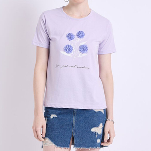 T-shirts pour femmes à col rond, en coton peigné lourd de 180 grammes, 100% coton, décontractés, à manches courtes, pour l'été, avec logo personnalisé numérique, de haute qualité - Product Image 2