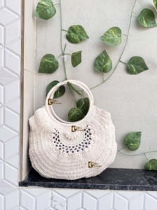 Bolso de paja de playa de verano de ganchillo con estilo para mujer de nuevo diseñador, bolso cuadrado de hierba de mar hecho a mano Vintage bohemio - Product Image 2