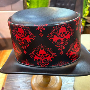Gothic Skull Pattern Top <b>Hat</b> Black Red Halloween Party <b>Hat</b> Unisex Adult <b>Steampunk</b> Victorian Style - Product Image 5