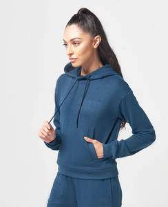 Ventes en gros de sweats à capuche en coton à manches longues avec logo personnalisé, sweats à capuche vierges pour femmes, sweats à capuche décontractés pour l'entraînement, sweats à capuche en tricot uni pour femmes - Product Image 6