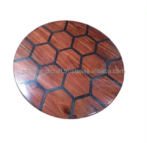 Ensemble de sous-verres ronds en bois, finition bois naturel, antidérapants, design solide, 100 mm de diamètre, lot de 4 - Product Image 4