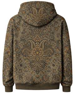 Sudadera con Capucha Personalizada para Mujer, Estampado Paisley Oliva, Felpa de Algodón, Estilo Casual, Fabricante Personalizado, Proveedor de Ropa al por Mayor - Product Image 2