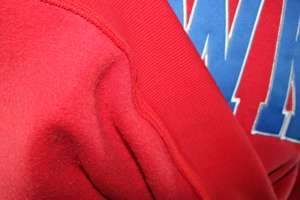 HAWKS RED <b>Mock</b> <b>Neck</b> Sweatshirt 100% BLUE Applique Embroidery wide <b>neck</b> Sweatshirt Finer Threads - Product Image 6