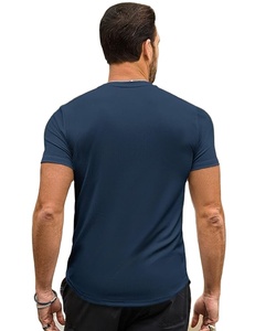 Camisetas de gimnasio ajustadas personalizadas para hombre, camisetas atléticas de palangre, manga corta, transpirable, cuello redondo de verano, de talla grande, tejidas en blanco, informales - Product Image 3