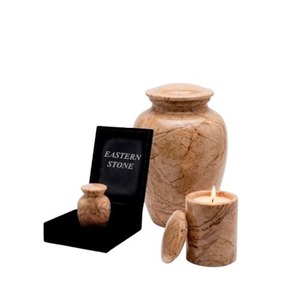 Marble Funeral Urn Keepsake Urn and Tealight Candle Jar Set <b>Memorial</b> Ashes Holder for Human or Pet Remembrance Wholesale - Product Image 3