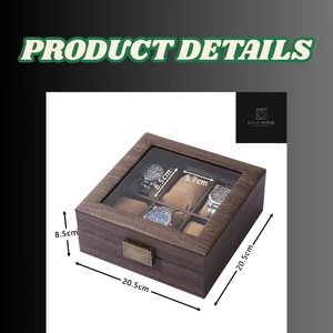 6 Slot Wooden Watch <b>Box</b> with Glass Lid Hanging Display Case Eco-Friendly & Durable Handcrafted Design - Product Image 6