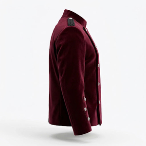 Chaqueta de terciopelo burdeos para hombre, estilo Montrose, con cuello alto y doble botonadura, traje de kilt escocés, más vendida. - Product Image 2