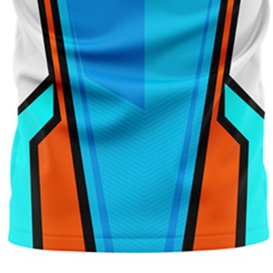 Maillot de football bleu et orange pour homme, col en V, sans manches, imprimé par sublimation, respirant, en polyester, coupe classique, vêtements de sport pour adulte - Product Image 3