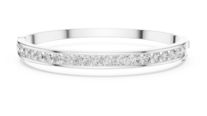 Brazalete de Oro Blanco con Diamante Cultivado en Laboratorio, Corte Brillante Redondo, Chapado en Rodio, Joyería para Mujer, Regalo - Product Image 1
