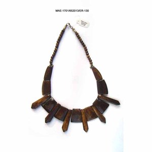 Geometric Bone Wood <b>Statement</b> <b>Necklace</b> Beaded Chain Ethnic Style Unisex Fashion Jewelry at Best Affordable Wholesale Price - Product Image 2