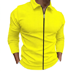 <b>Men's</b> Slim Fit Long Sleeve Shirt <b>Jacket</b> Zipper Turn-down Collar Casual Style Solid <b>White</b> Polyester Fleece Front - Product Image 6