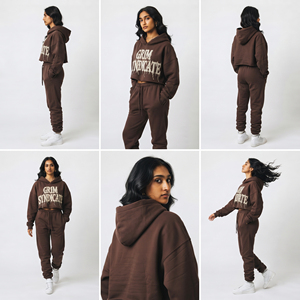 Conjunto de Sudadera con Capucha y Pantalones Deportivos con Bordado Desgastado, 400 GSM, Felpa de Algodón, Traje Deportivo de Invierno, Sudadera con Capucha Extra Grande y Pantalones Deportivos - Product Image 5