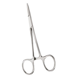 Pinza de sujeción para instrumentos de laboratorio dental, recta, ligeramente dentada, de acero inoxidable, longitud 130 mm, longitud de mandíbula recta 110 mm - Product Image 1