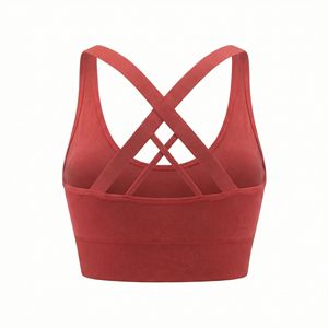 Soutien-gorge de sport sans coutures pour femme avec bretelles croisées au dos, tissu extensible et respirant, anti-transpiration, idéal pour la gym et les vêtements de fitness. - Product Image 6