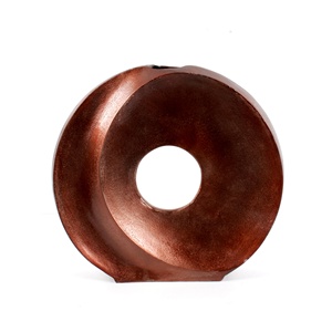 Anillo de florero decorativo pequeño de aluminio fundido para el hogar, forma ovalada con acabado de bronce para decoración de hogar y oficina - Product Image 1