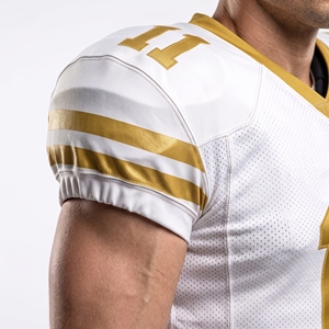 Wholesale Custom American Football Uniform White <b>Gold</b> Jersey Set with Personalized Name <b>Number</b> and Matching Padded - Product Image 5